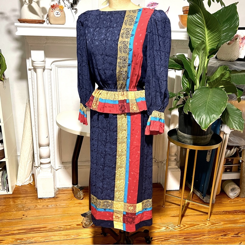 Rare Vintage 80’s Diane Dickinson For Gentillesse Printed Dress Size 4